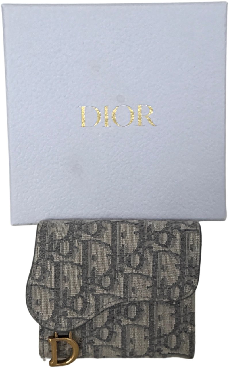 Dior Saddle Lotus Wallet Oblique Jacquard gray / very good Grijs