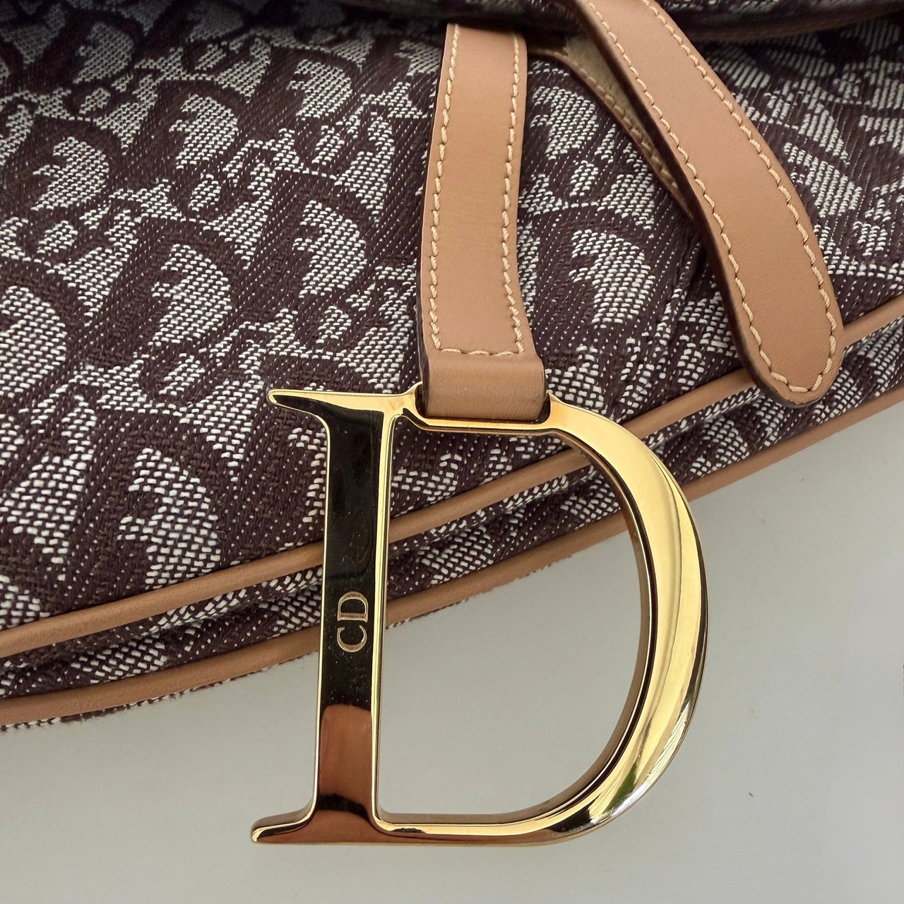 Dior Saddle Medium Bag Fabric Light Brown John Galliano Vintage / Near mint Bruin