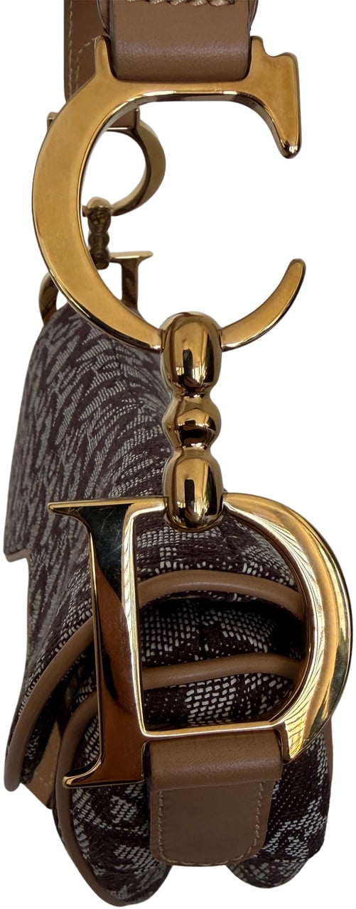 Dior Saddle Medium Bag Fabric Light Brown John Galliano Vintage / Near mint Bruin