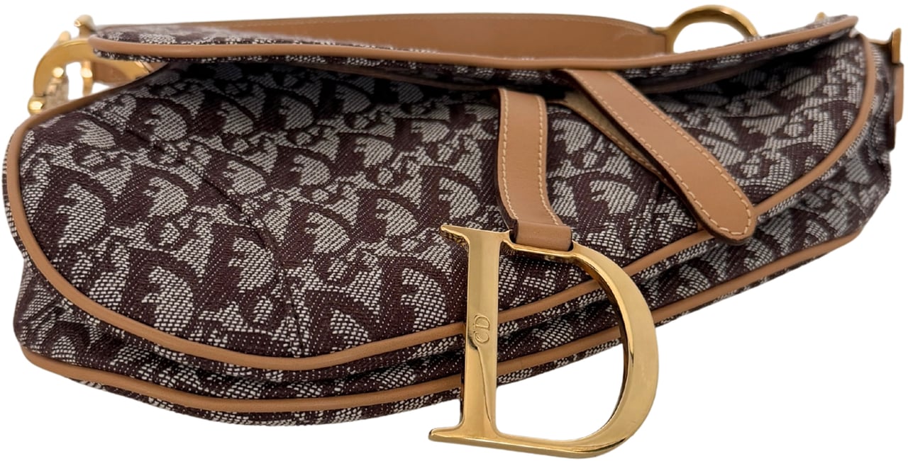 Dior Saddle Medium Bag Fabric Light Brown John Galliano Vintage / Near mint Bruin