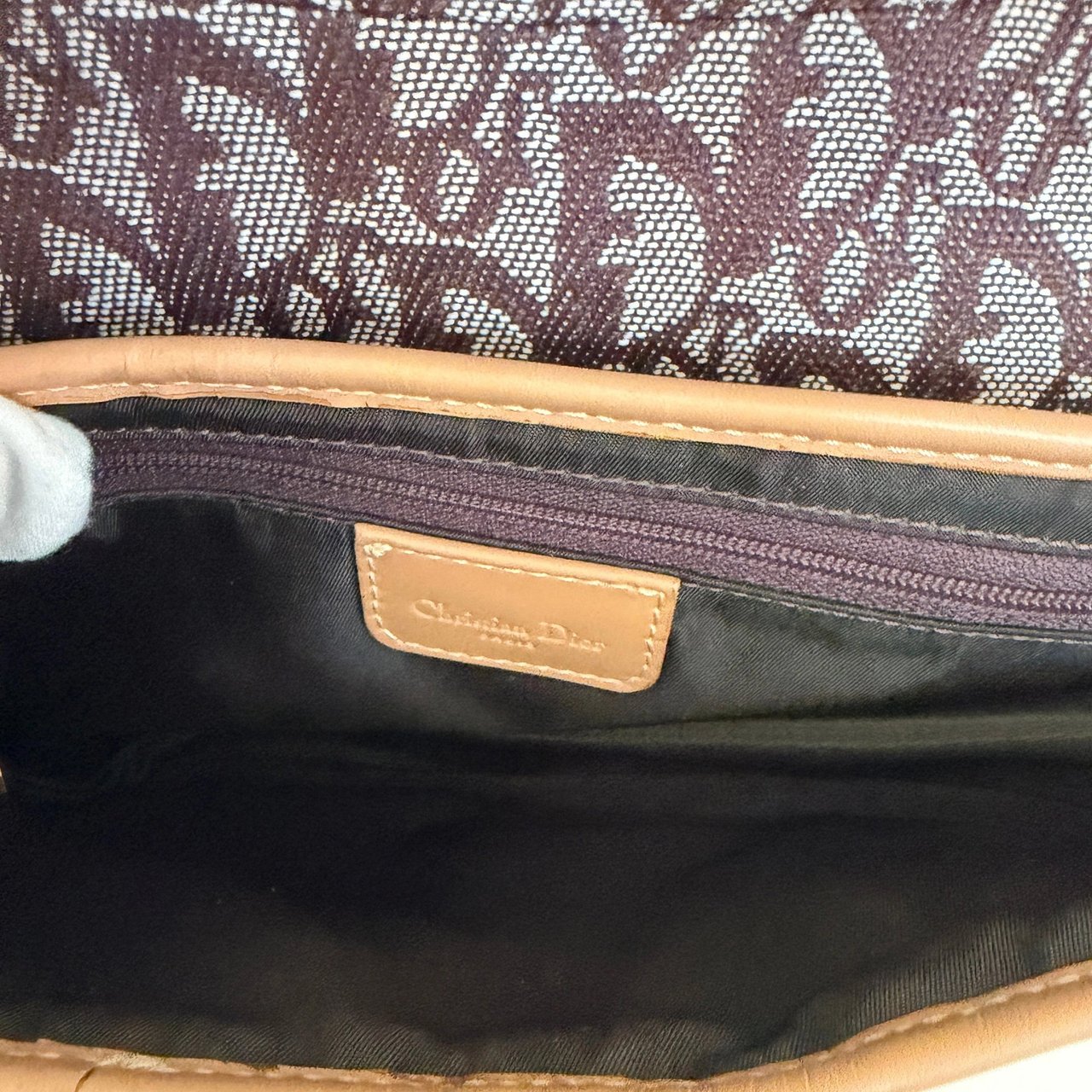 Dior Saddle Medium Bag Fabric Light Brown John Galliano Vintage / Near mint Bruin