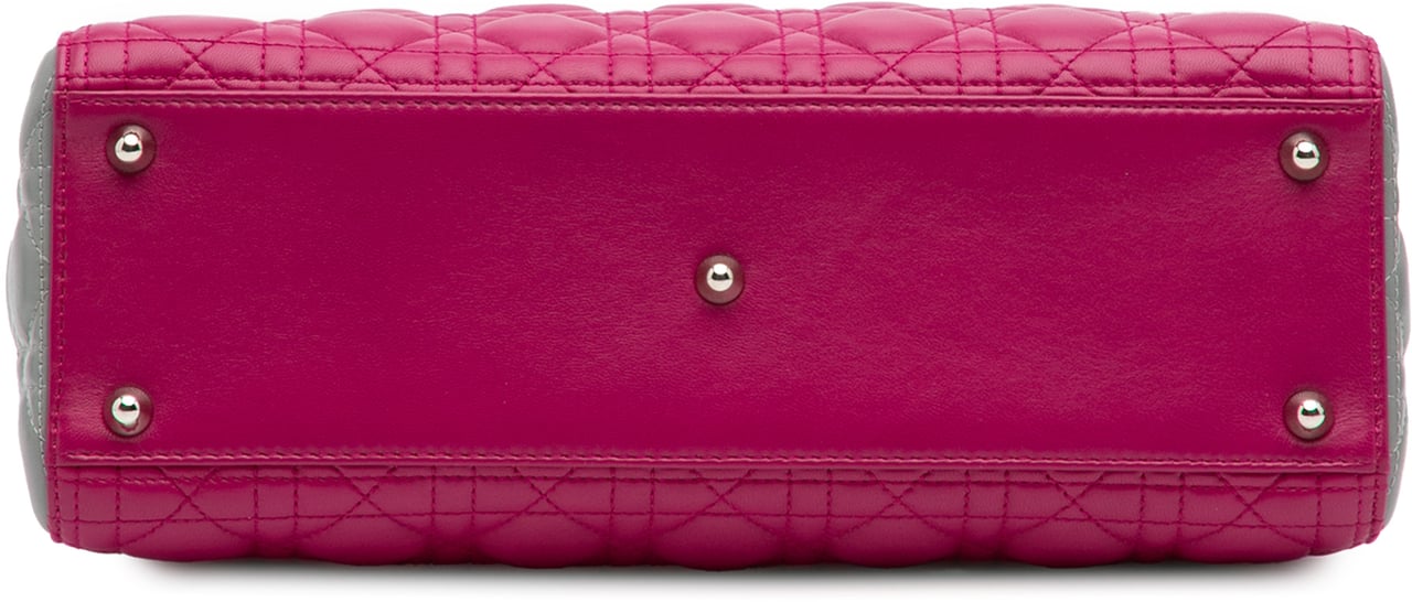 Dior Large Bicolor Lambskin Cannage Lady Dior Roze