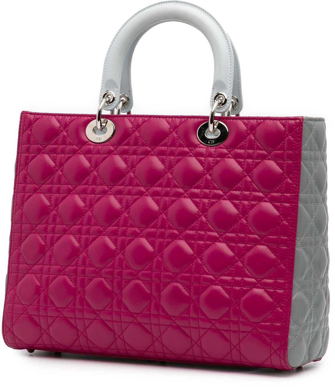 Dior Large Bicolor Lambskin Cannage Lady Dior Roze