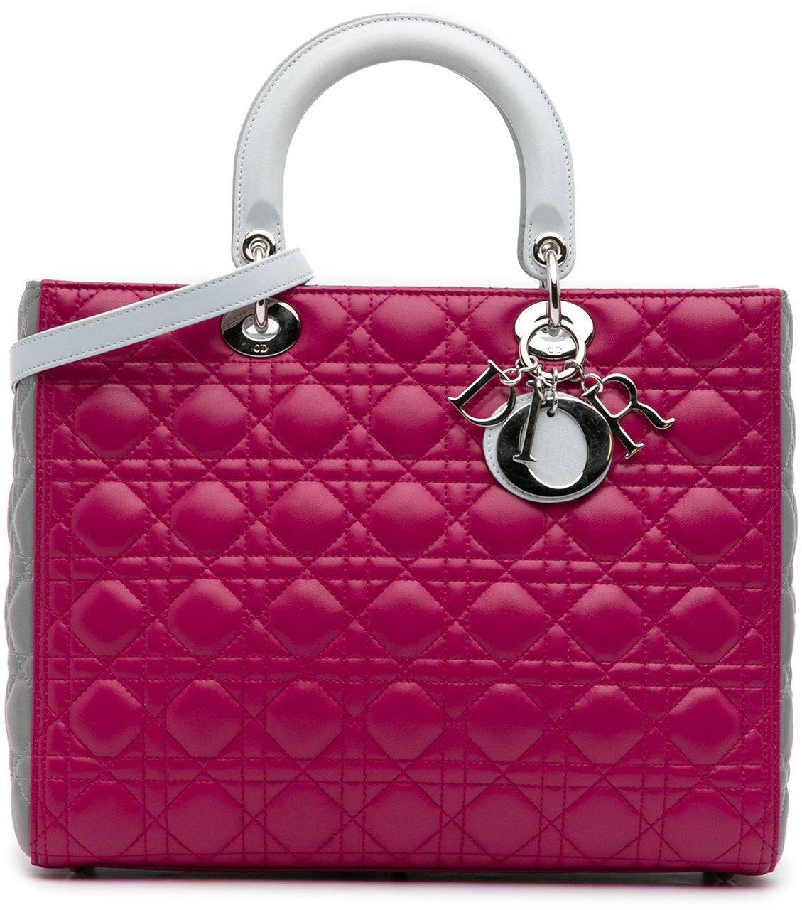 Dior Large Bicolor Lambskin Cannage Lady Dior Roze