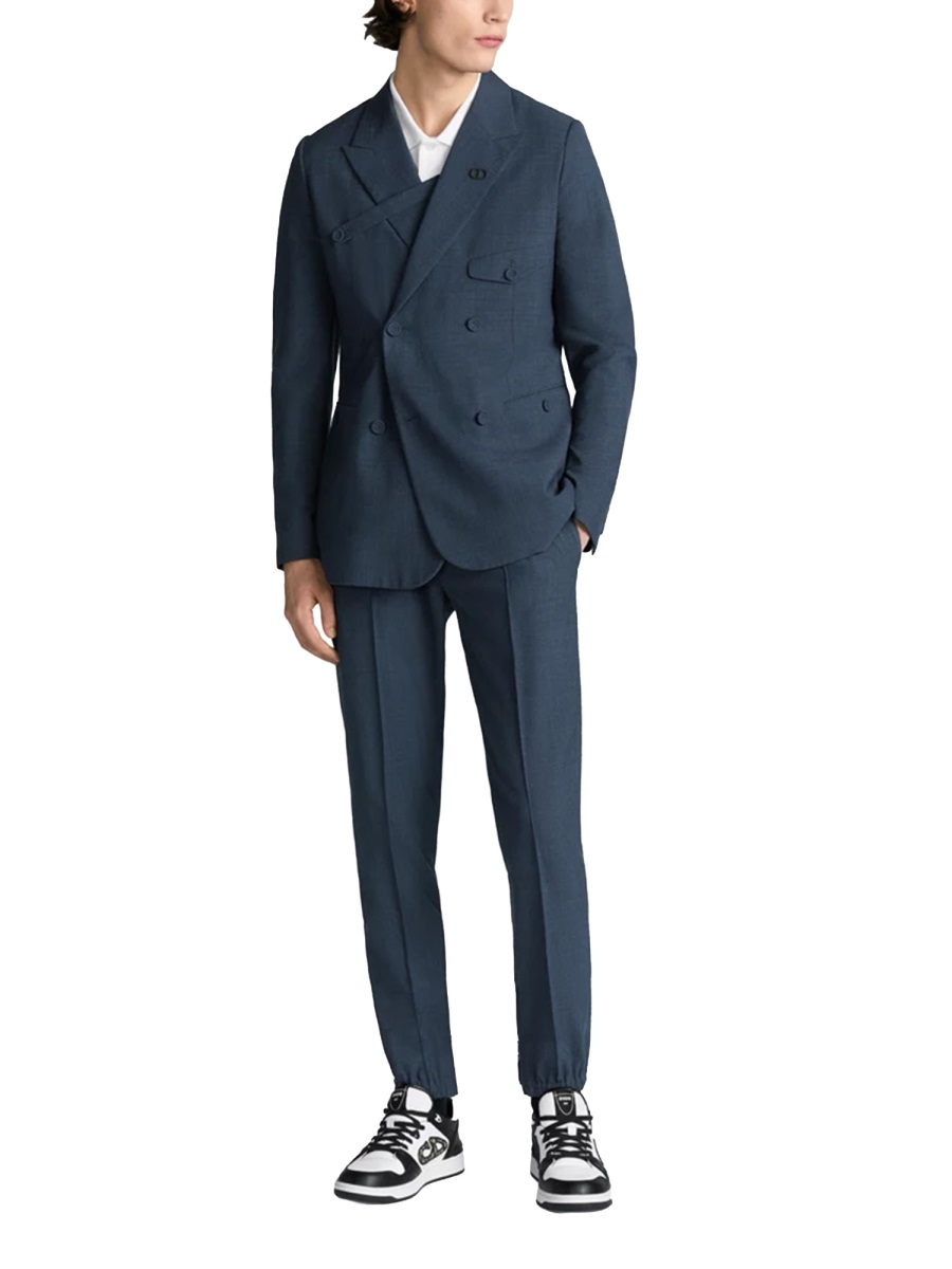 Dior Neutrals Pleated Wool-Blend Formal Pants Groen