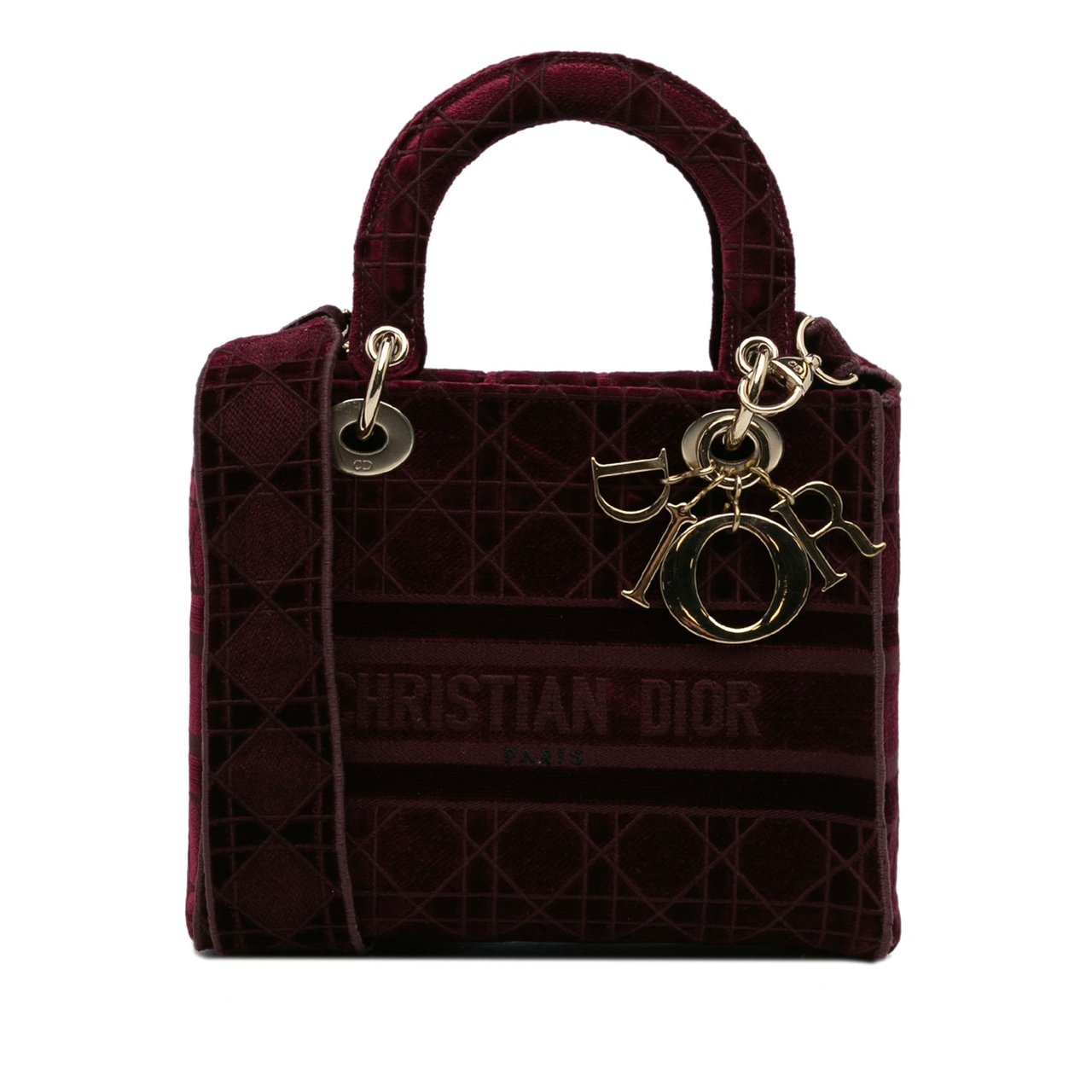 Dior Medium Velvet Cannage Lady D Lite Rood