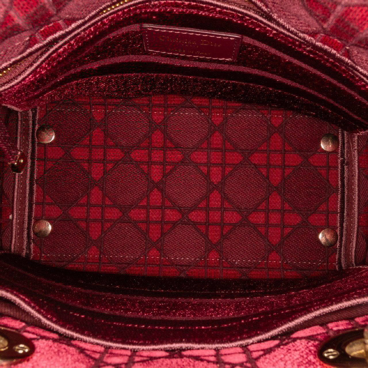 Dior Medium Velvet Cannage Lady D Lite Rood