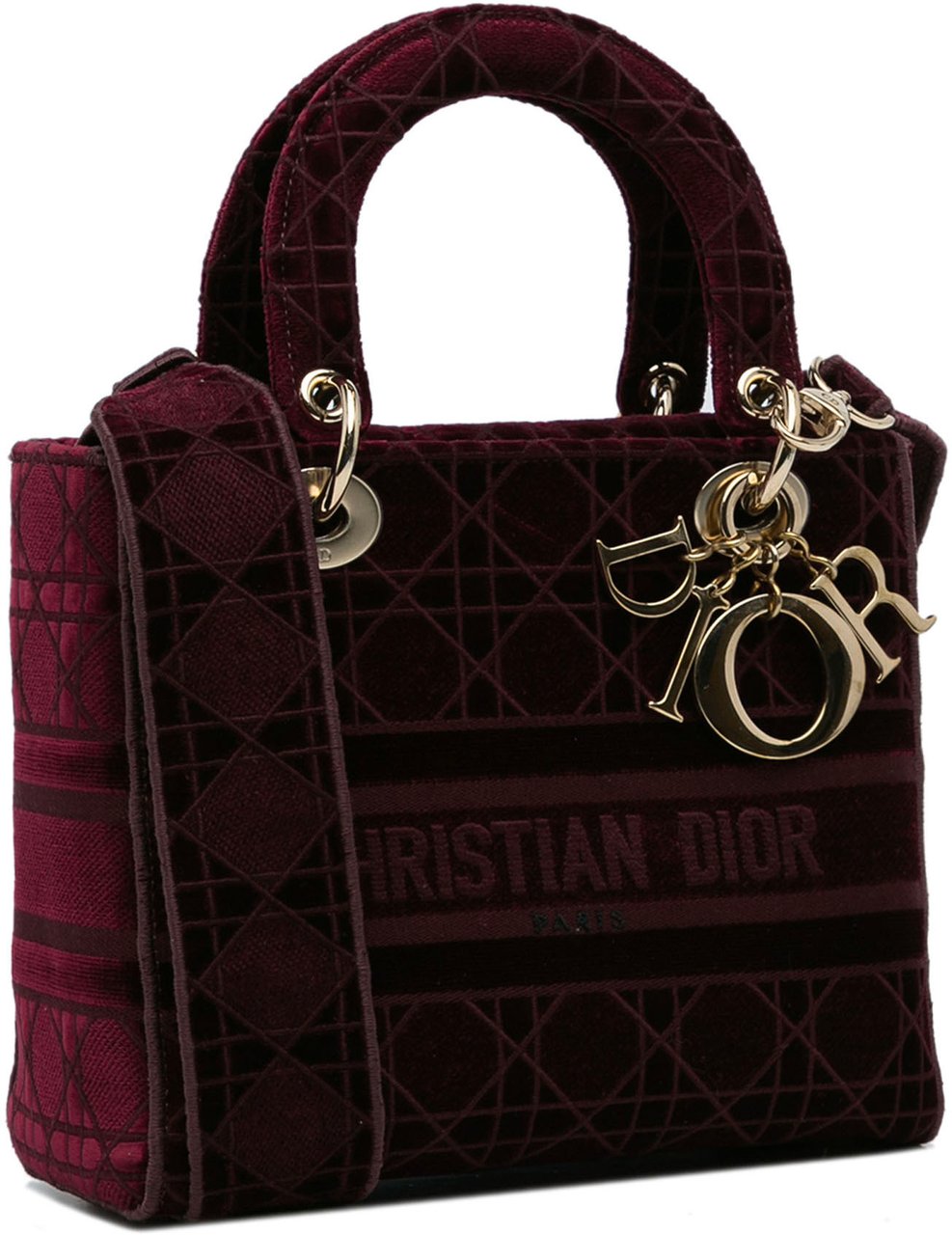 Dior Medium Velvet Cannage Lady D Lite Rood