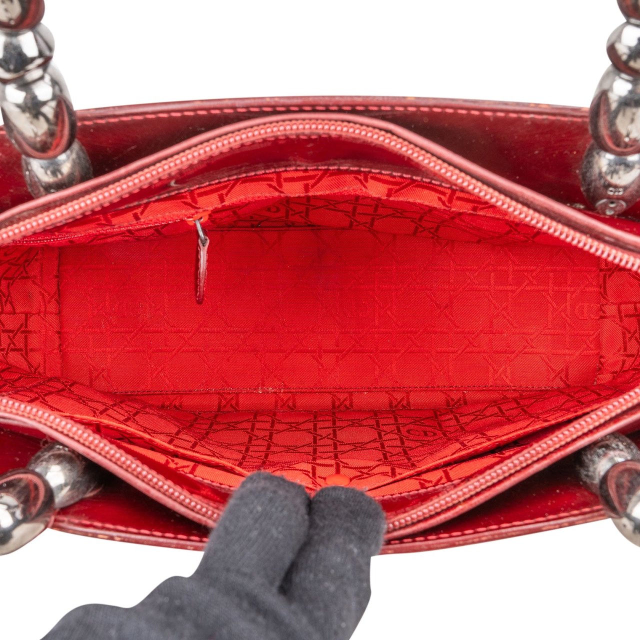Dior Christian Dior Red Patent Leather Malice Handbag Rood