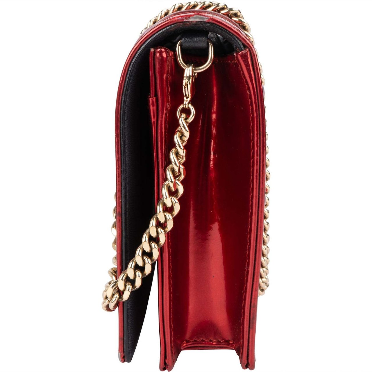 Dior Christian Dior Metallic Perforated Patent Leather Diorama Crossbody Bag Rood