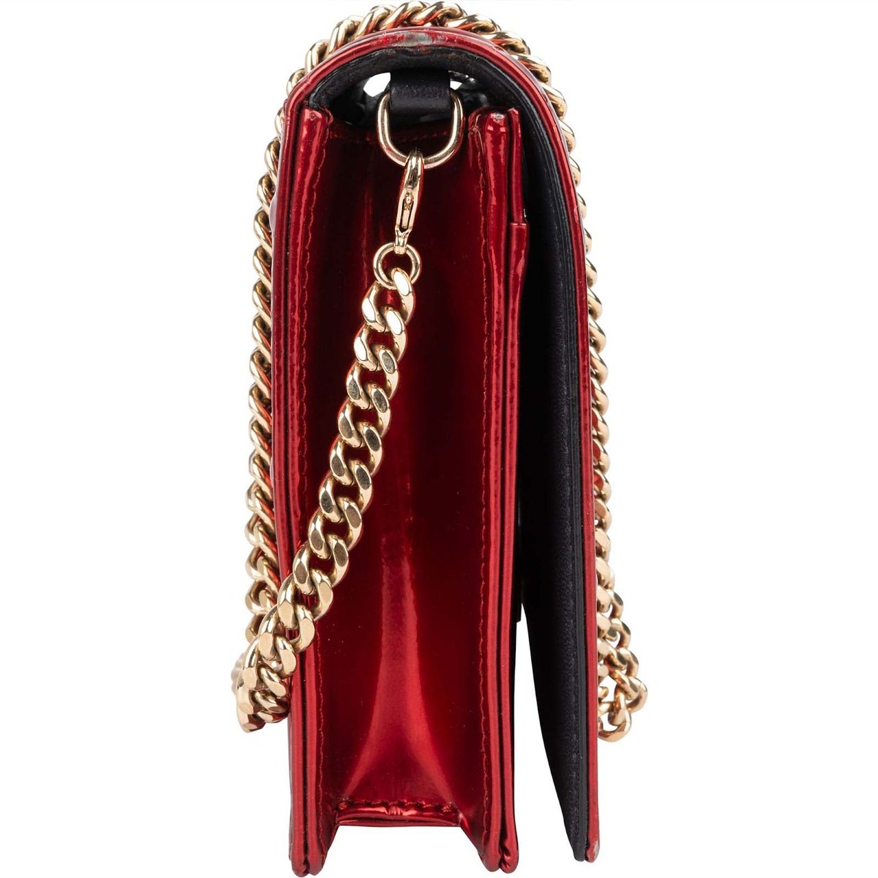 Dior Christian Dior Metallic Perforated Patent Leather Diorama Crossbody Bag Rood