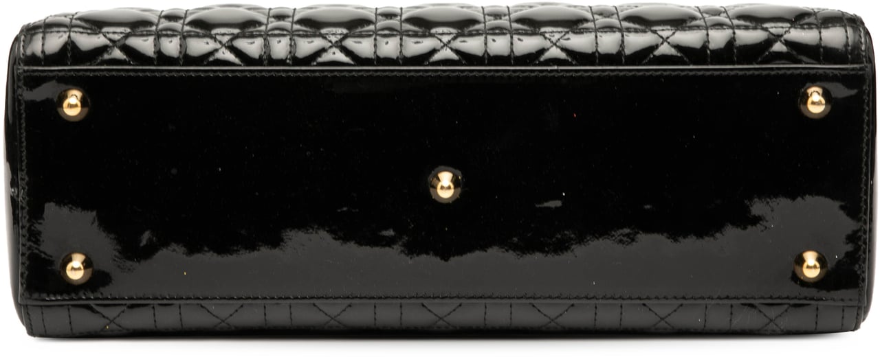 Dior Large Patent Cannage Lady Dior Zwart