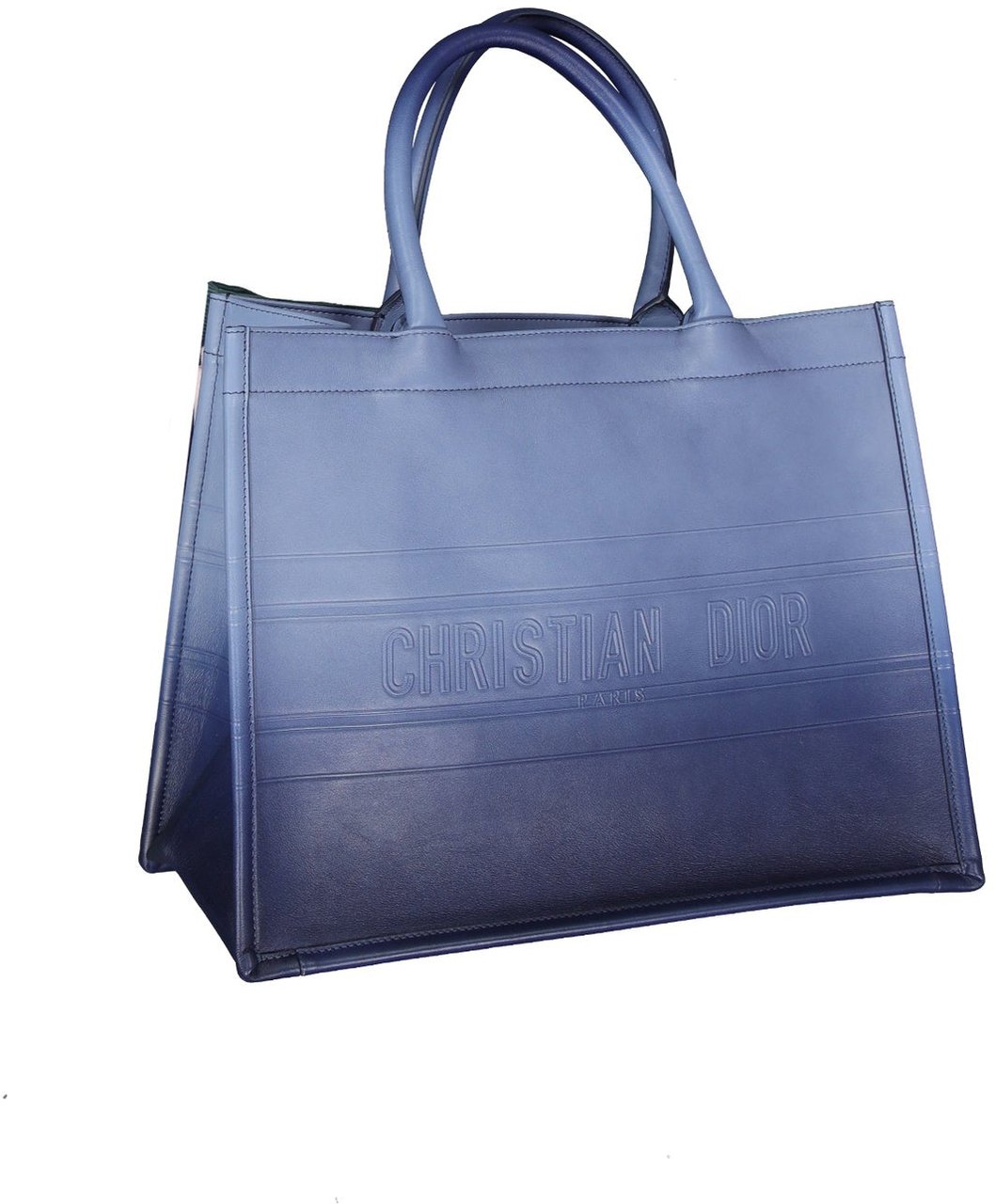 Dior Christian Dior Leather Medium Book Tote Bag Blauw