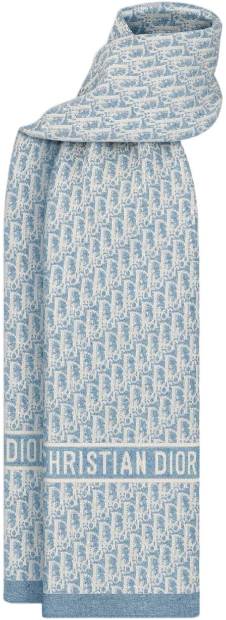 Dior Long Cashmere Jacquard Pattern Scarf Grijs