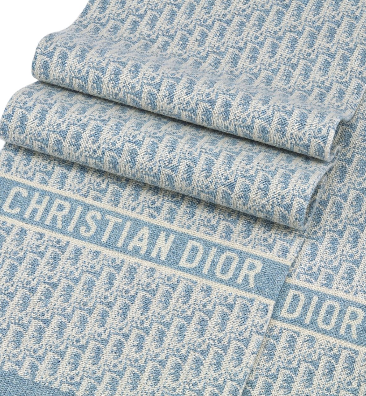 Dior Long Cashmere Jacquard Pattern Scarf Grijs