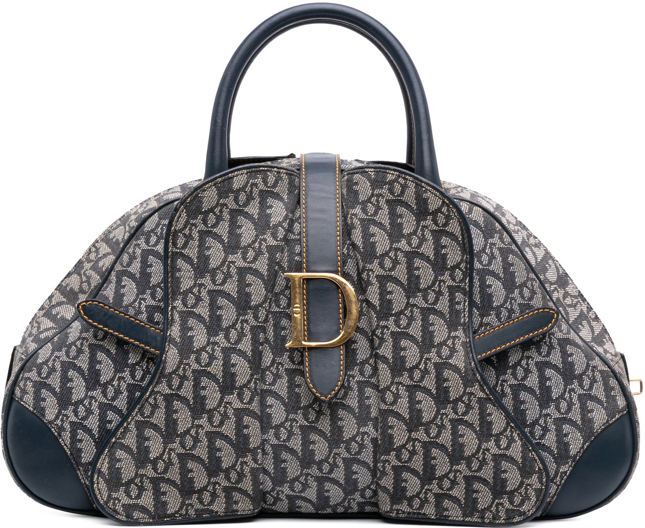 Dior Diorissimo Trotter Canvas Double Saddle Bowler Bag Blauw