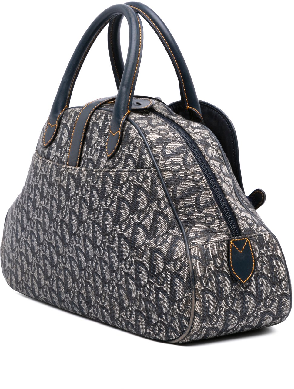 Dior Diorissimo Trotter Canvas Double Saddle Bowler Bag Blauw