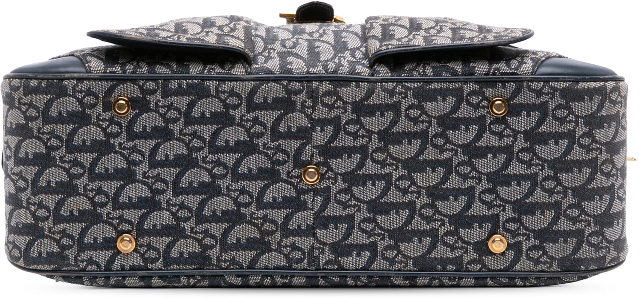 Dior Diorissimo Trotter Canvas Double Saddle Bowler Bag Blauw