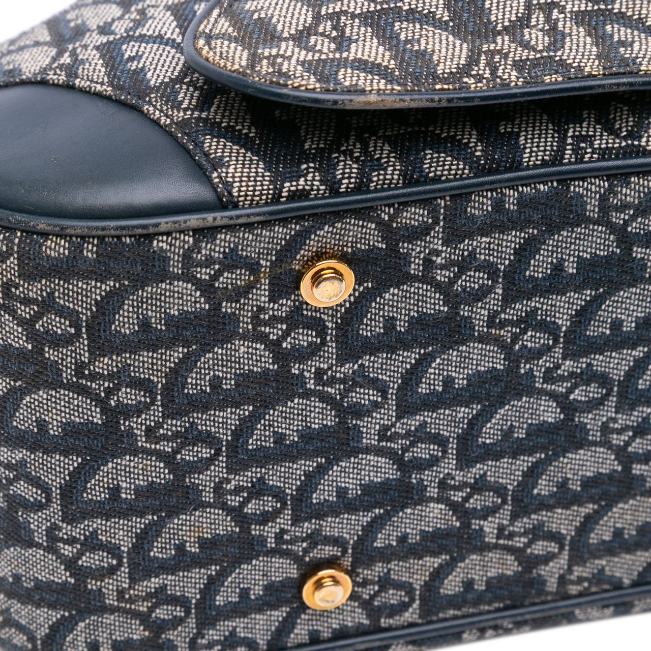 Dior Diorissimo Trotter Canvas Double Saddle Bowler Bag Blauw