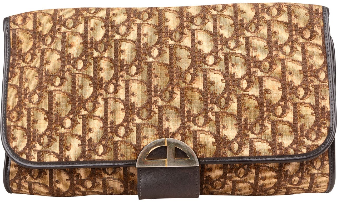 Dior Christian Dior Oblique Monogram Clutch Bag Bruin