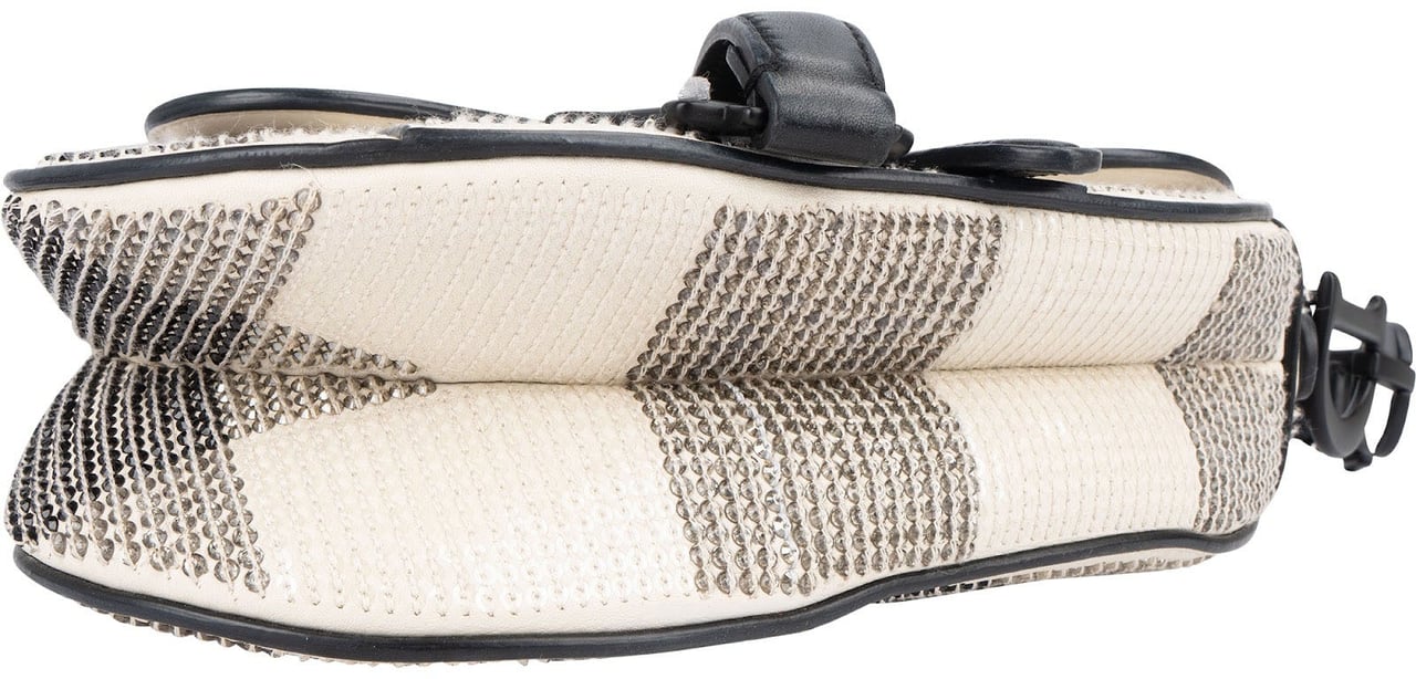 Dior Christian Dior Studded Sequins & Rhinstones Mini Saddle Bag Handbag Wit
