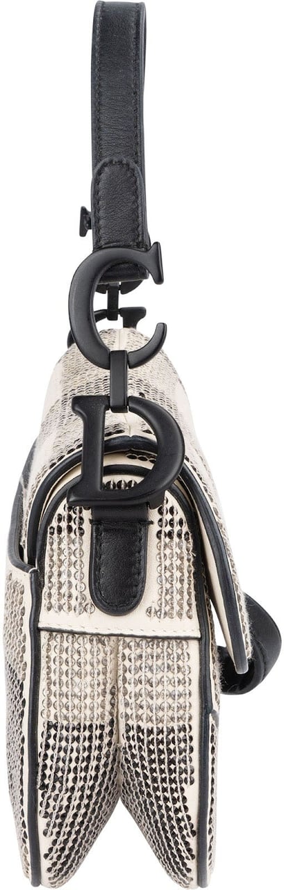 Dior Christian Dior Studded Sequins & Rhinstones Mini Saddle Bag Handbag Wit