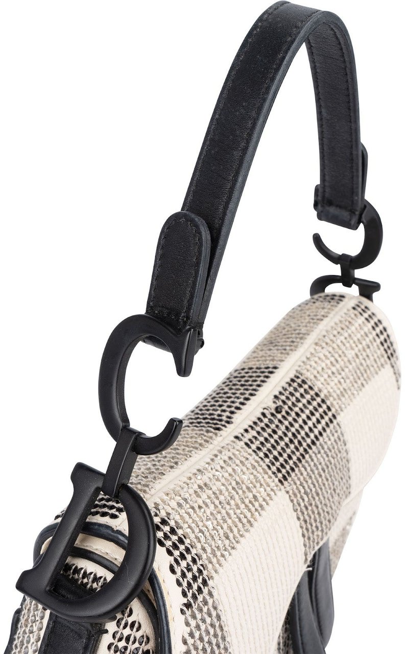Dior Christian Dior Studded Sequins & Rhinstones Mini Saddle Bag Handbag Wit