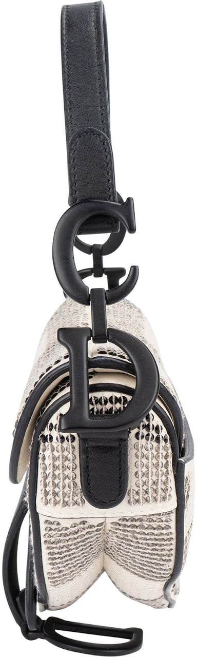 Dior Christian Dior Studded Sequins & Rhinstones Mini Saddle Bag Handbag Wit