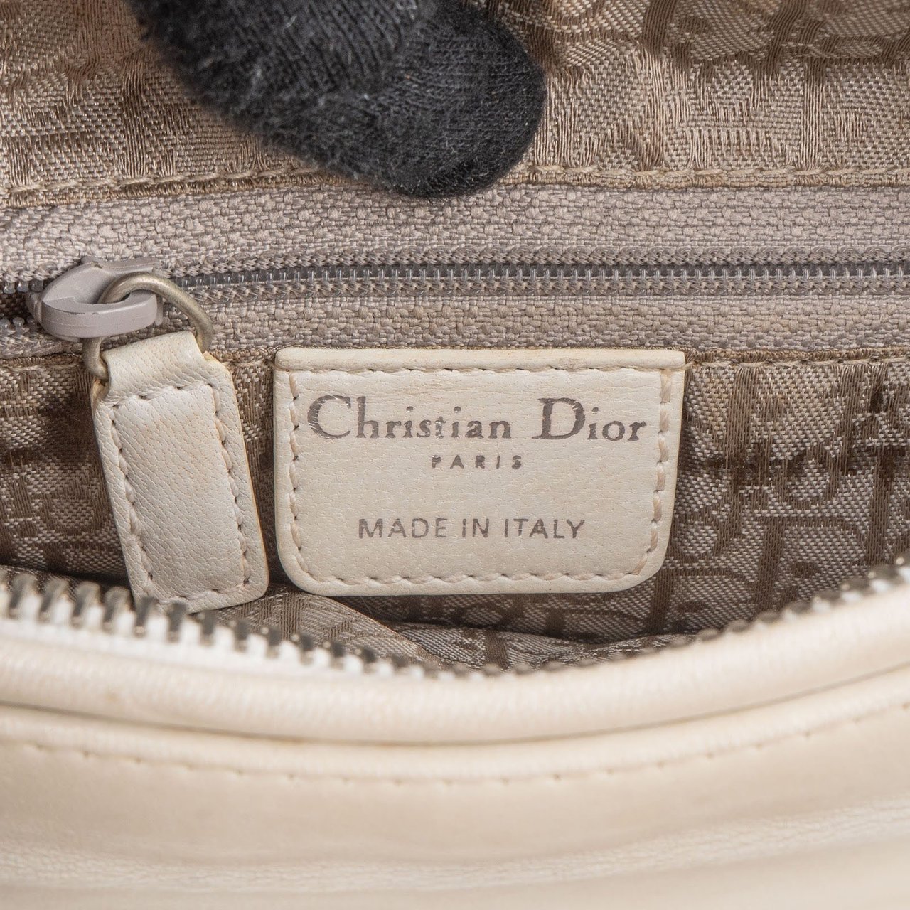 Dior Christian Dior Woven Leather Lady Dior Handbag Wit