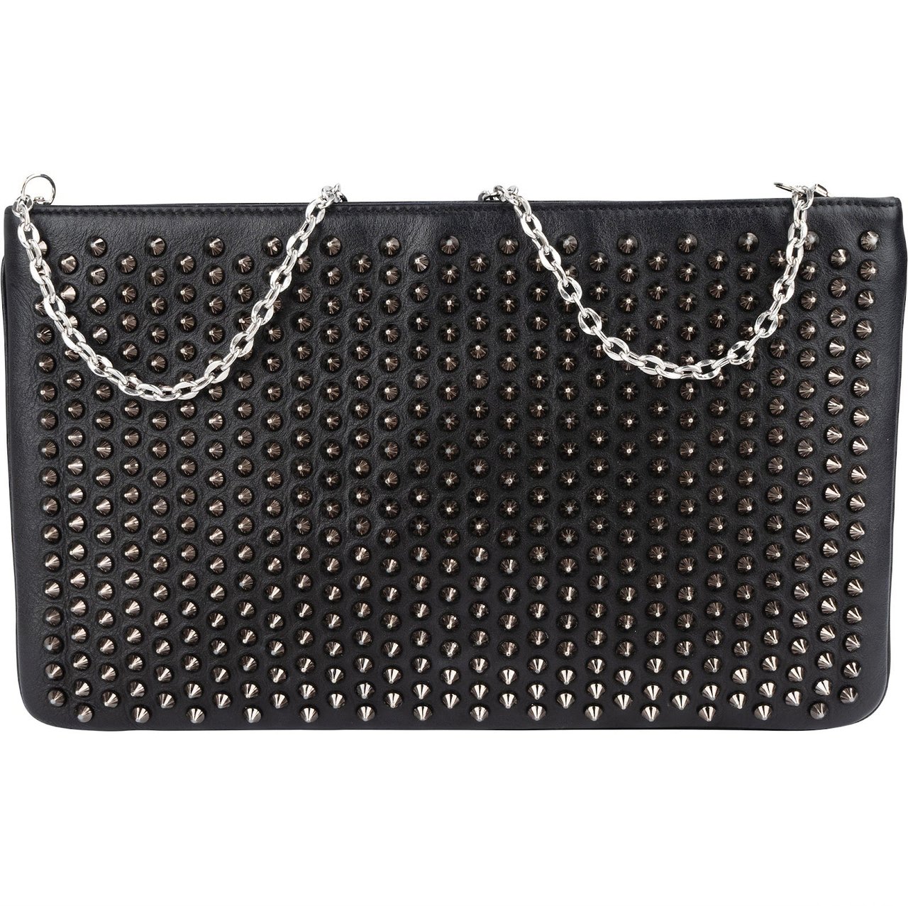 Dior Christian Louboutin Leather Spiked Loubiposh Crossbody Bag Zwart