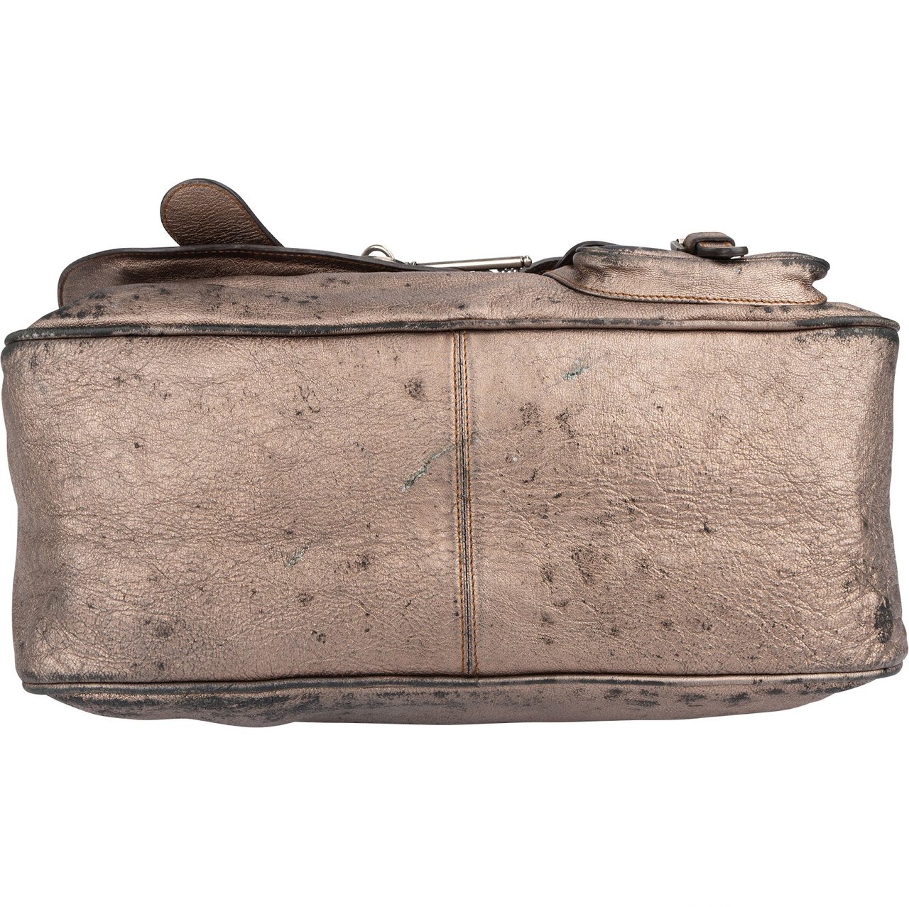 Dior Christian Dior Metallic Leather Gaucho Saddle Handbag Bruin