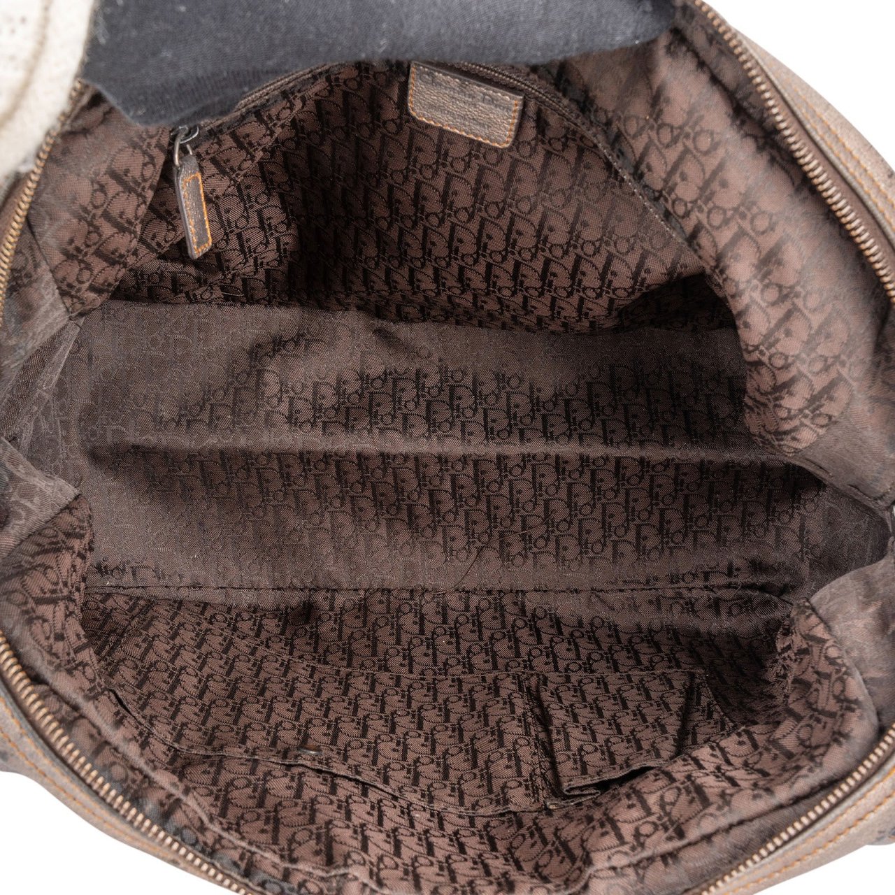 Dior Christian Dior Metallic Leather Gaucho Saddle Handbag Bruin