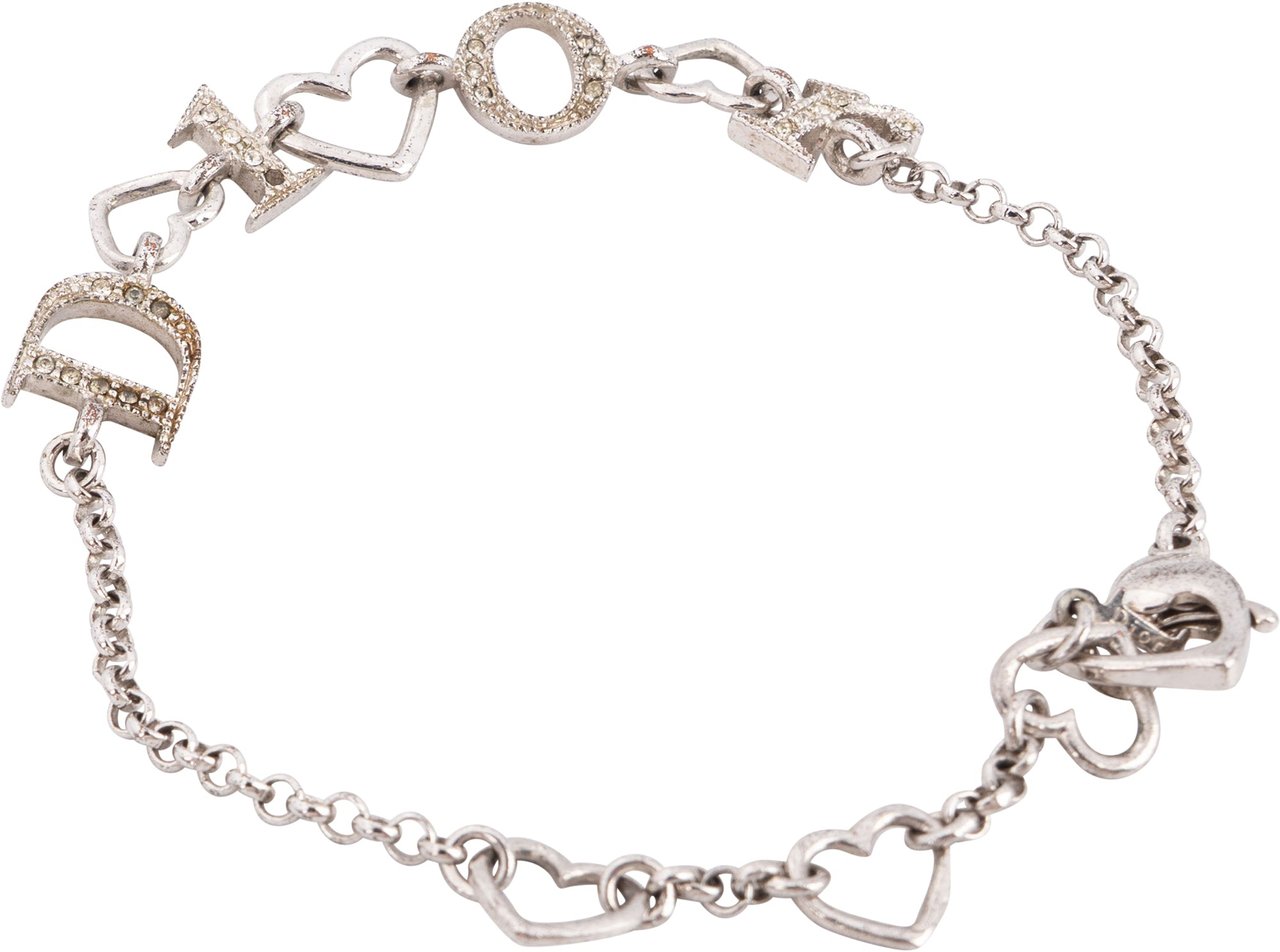 Dior Christian Dior Crystal Heart Spellout Bracelet Divers