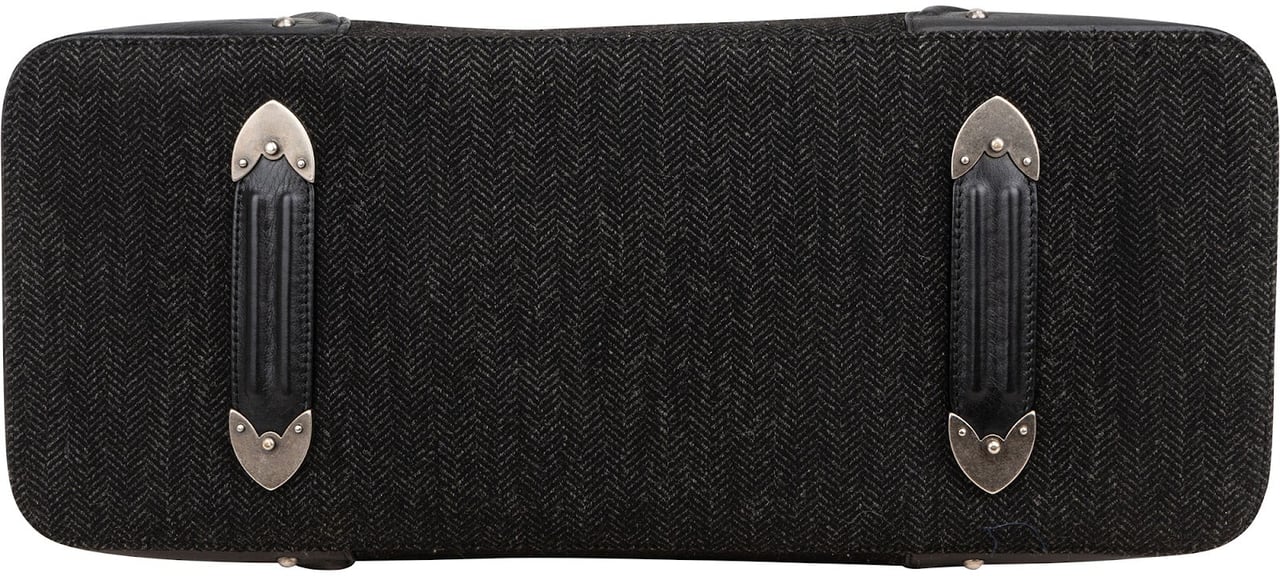 Dior Christian Dior Tweed Leather Detective Bag Handbag Zwart