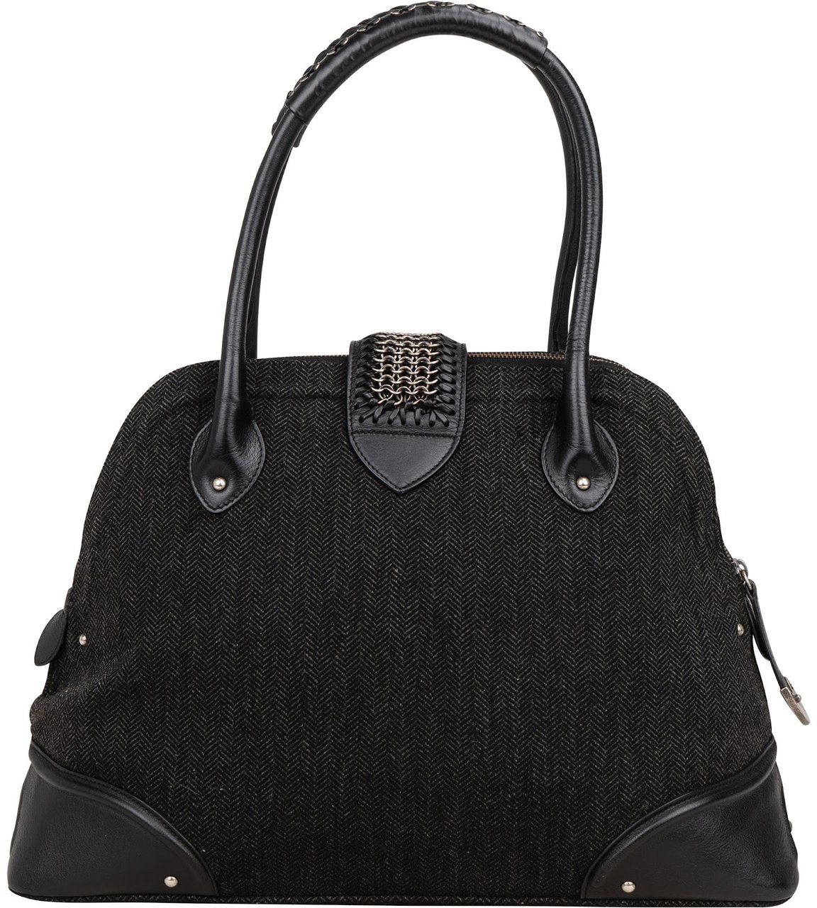 Dior Christian Dior Tweed Leather Detective Bag Handbag Zwart