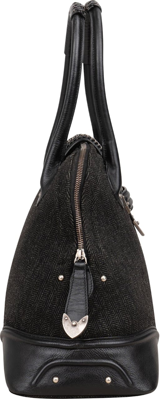 Dior Christian Dior Tweed Leather Detective Bag Handbag Zwart