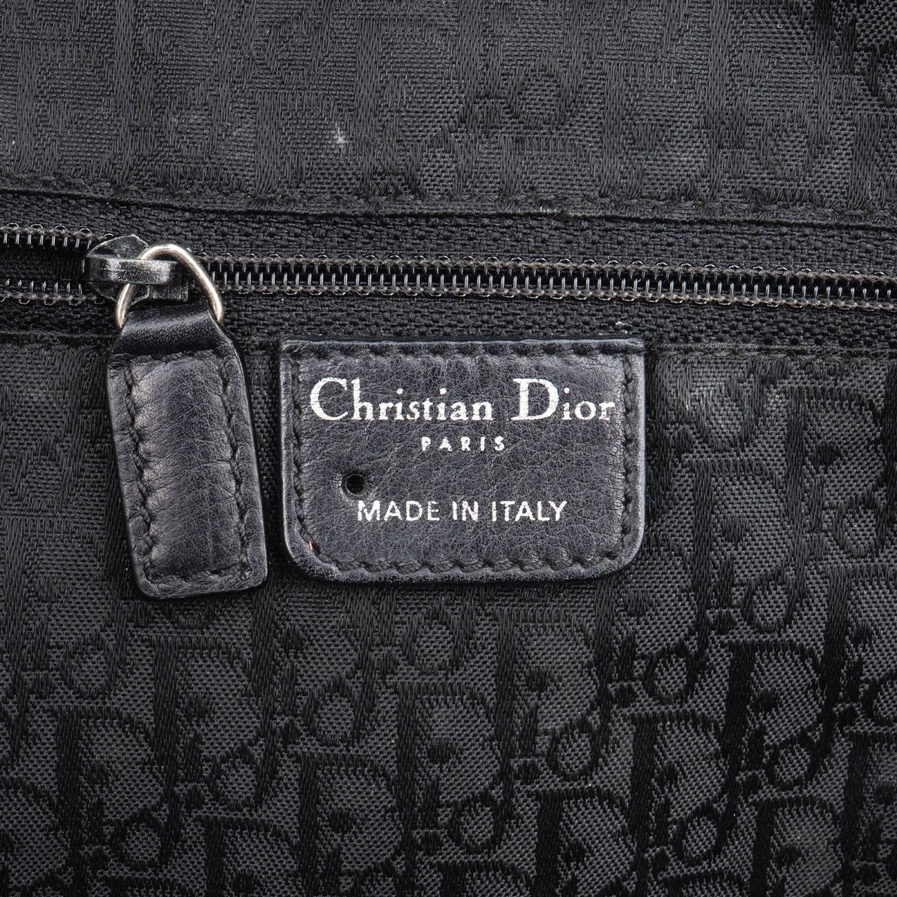 Dior Christian Dior Tweed Leather Detective Bag Handbag Zwart