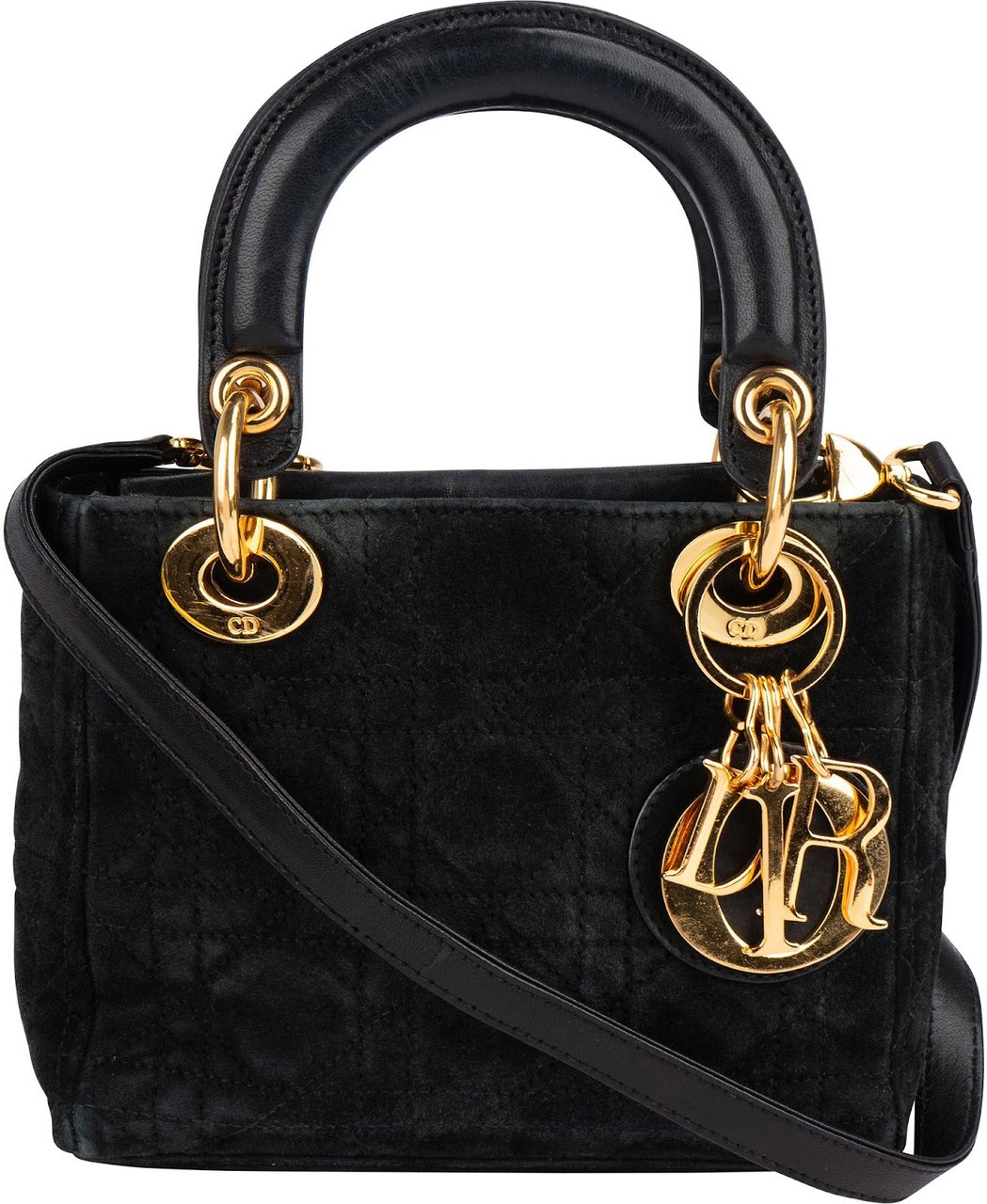 Dior Christian Dior Suede Mini Lady Dior Handbag Zwart