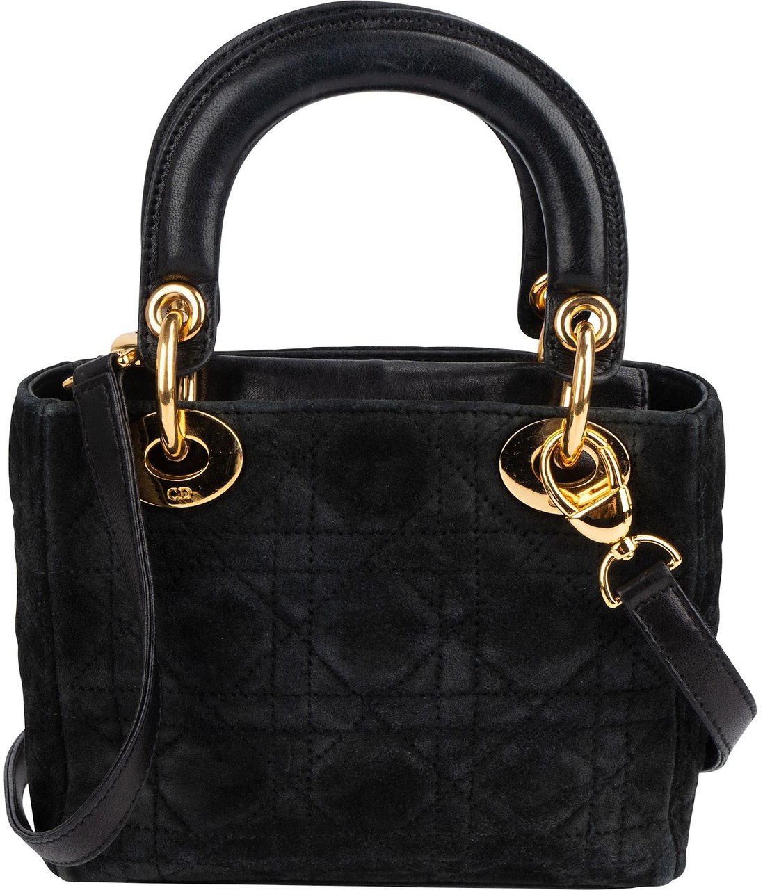 Dior Christian Dior Suede Mini Lady Dior Handbag Zwart