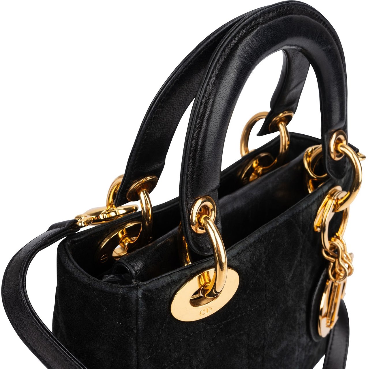 Dior Christian Dior Suede Mini Lady Dior Handbag Zwart