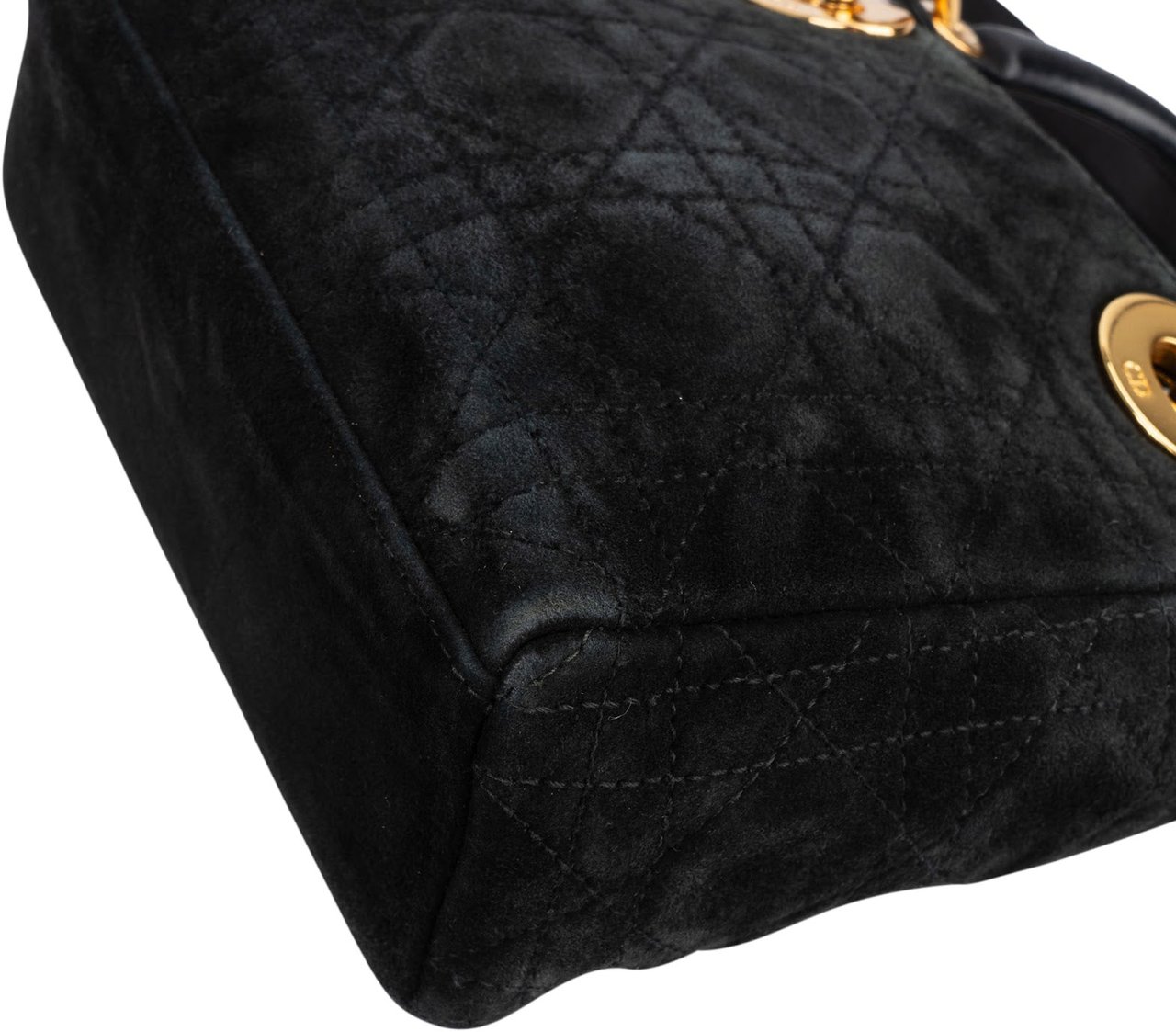 Dior Christian Dior Suede Mini Lady Dior Handbag Zwart