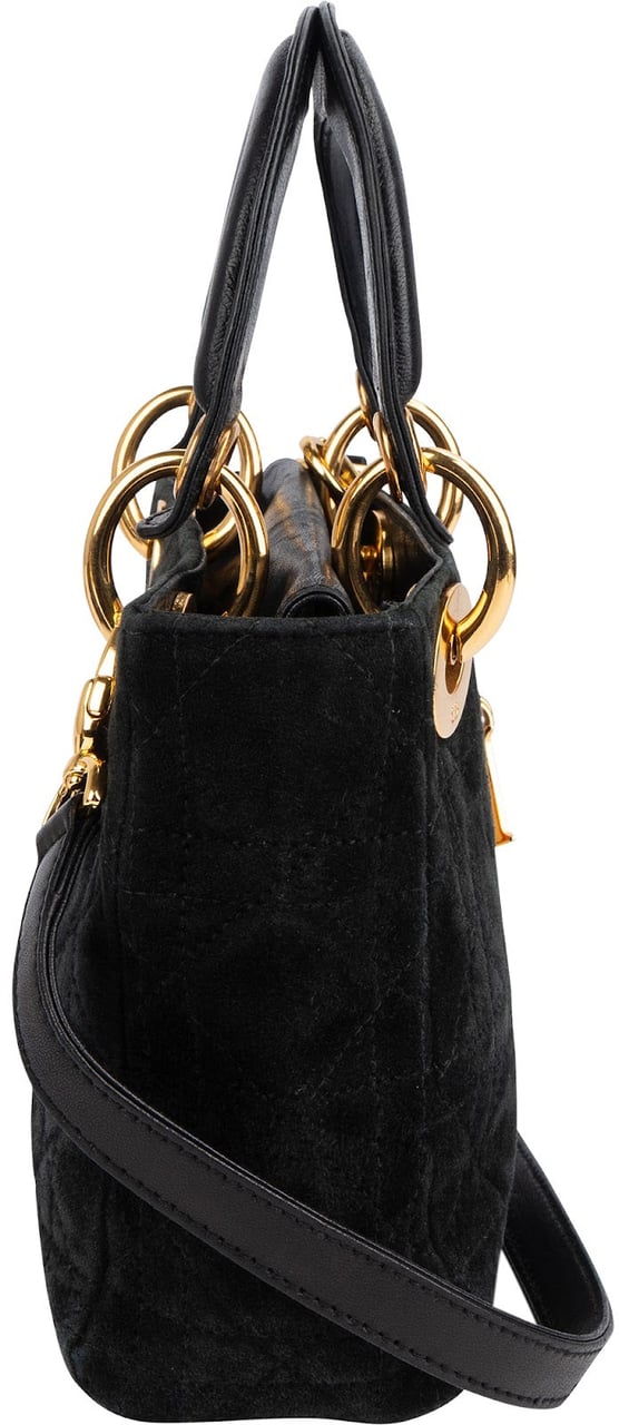 Dior Christian Dior Suede Mini Lady Dior Handbag Zwart