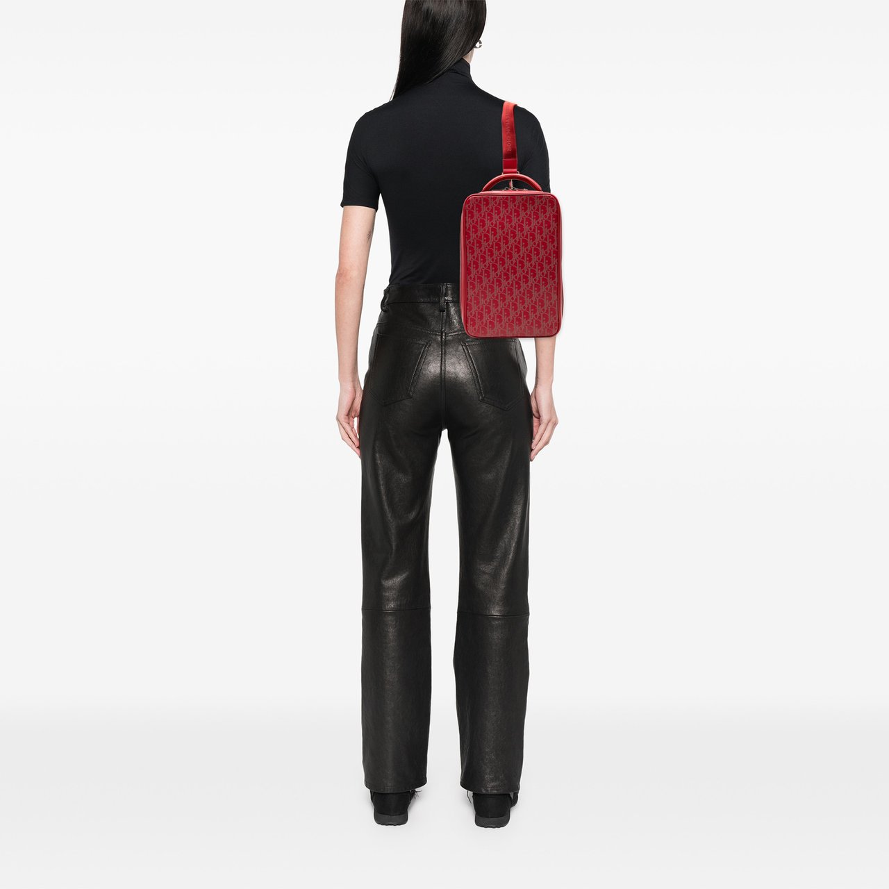 Dior Oblique Perforated Calfskin Galaxy World Tour Shoe Case Rood