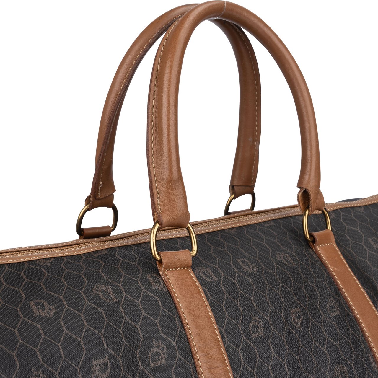 Dior Christian Dior Honeycomb Monogram Duffle Bag 45 Bruin