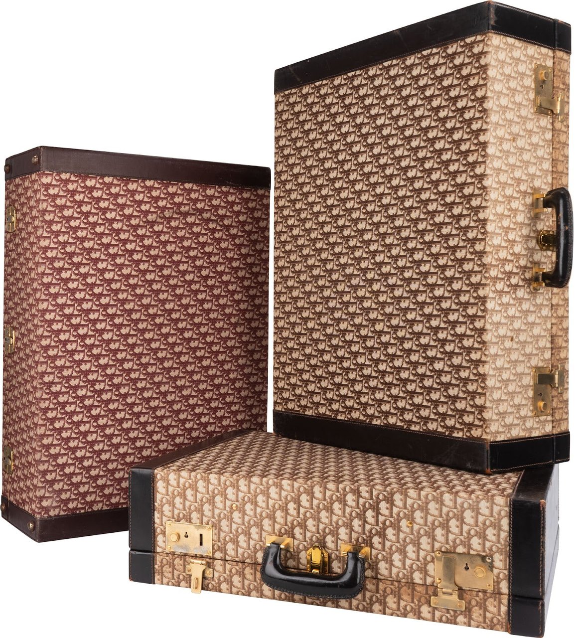Dior Christian Dior Trotter Monogram Vintage Suitcase Trio Tower Bruin