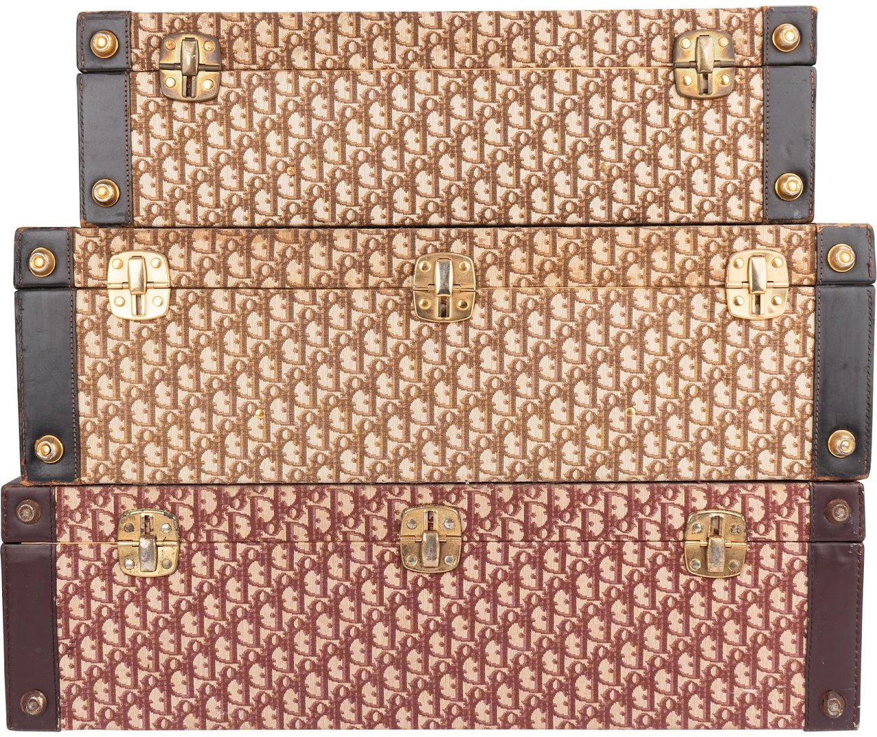 Dior Christian Dior Trotter Monogram Vintage Suitcase Trio Tower Bruin