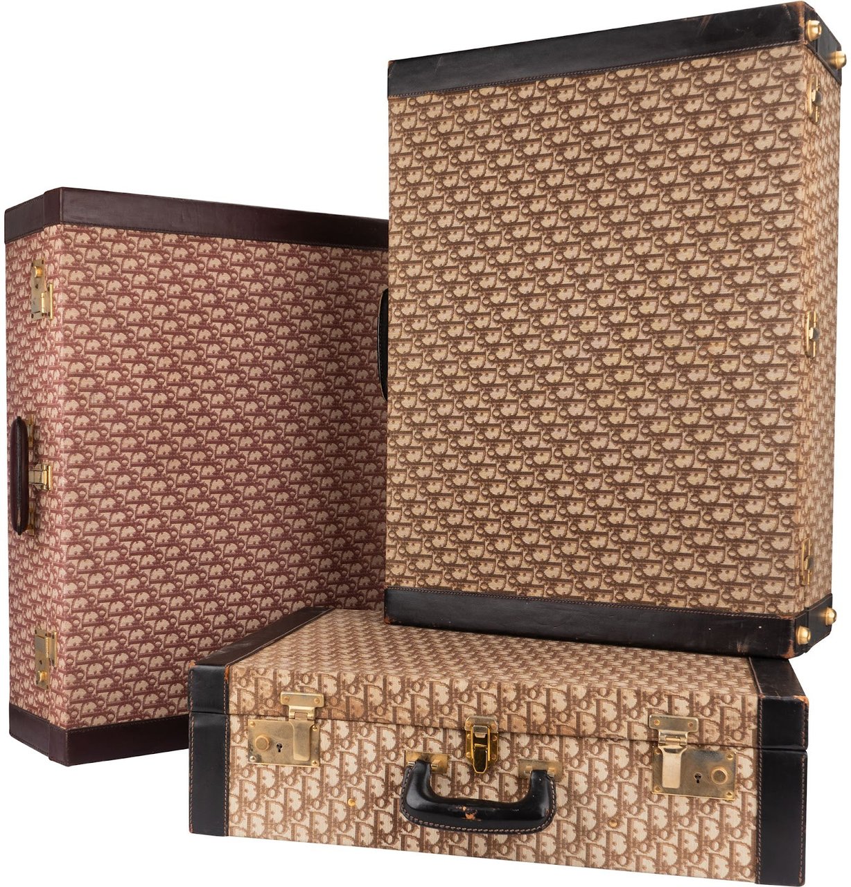 Dior Christian Dior Trotter Monogram Vintage Suitcase Trio Tower Bruin