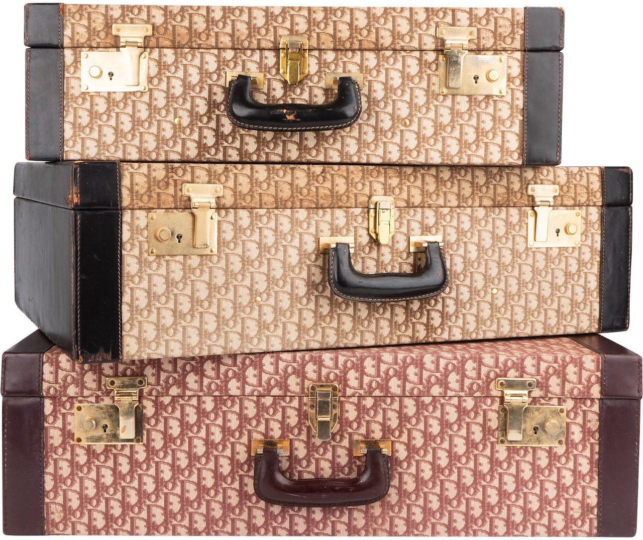 Dior Christian Dior Trotter Monogram Vintage Suitcase Trio Tower Bruin