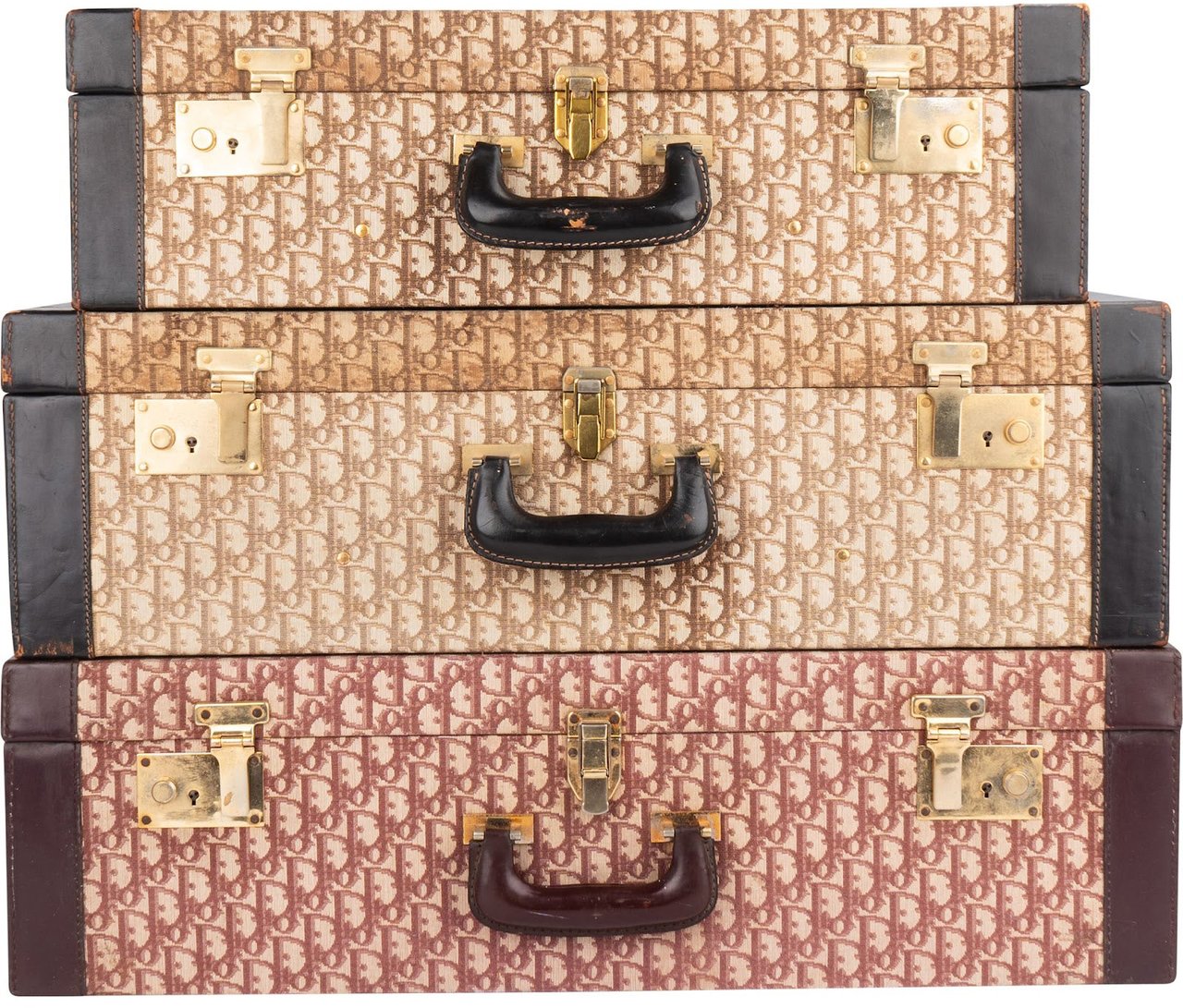 Dior Christian Dior Trotter Monogram Vintage Suitcase Trio Tower Bruin