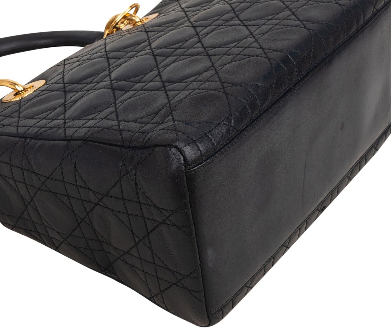 Dior Christian Dior Quilted Leather Lady Dior Handbag Blauw
